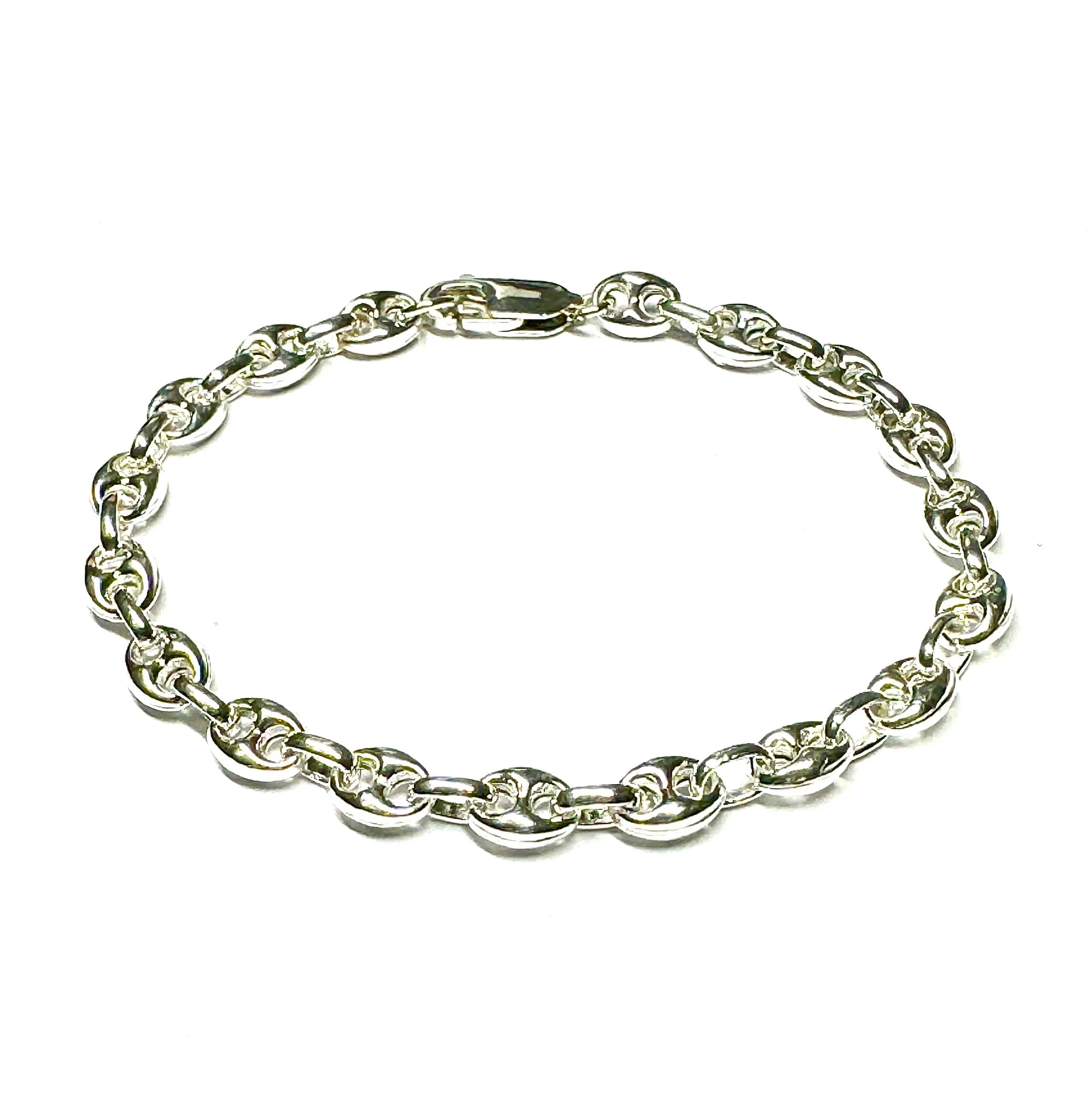 Anchor Chain Bracelet Silver Top View