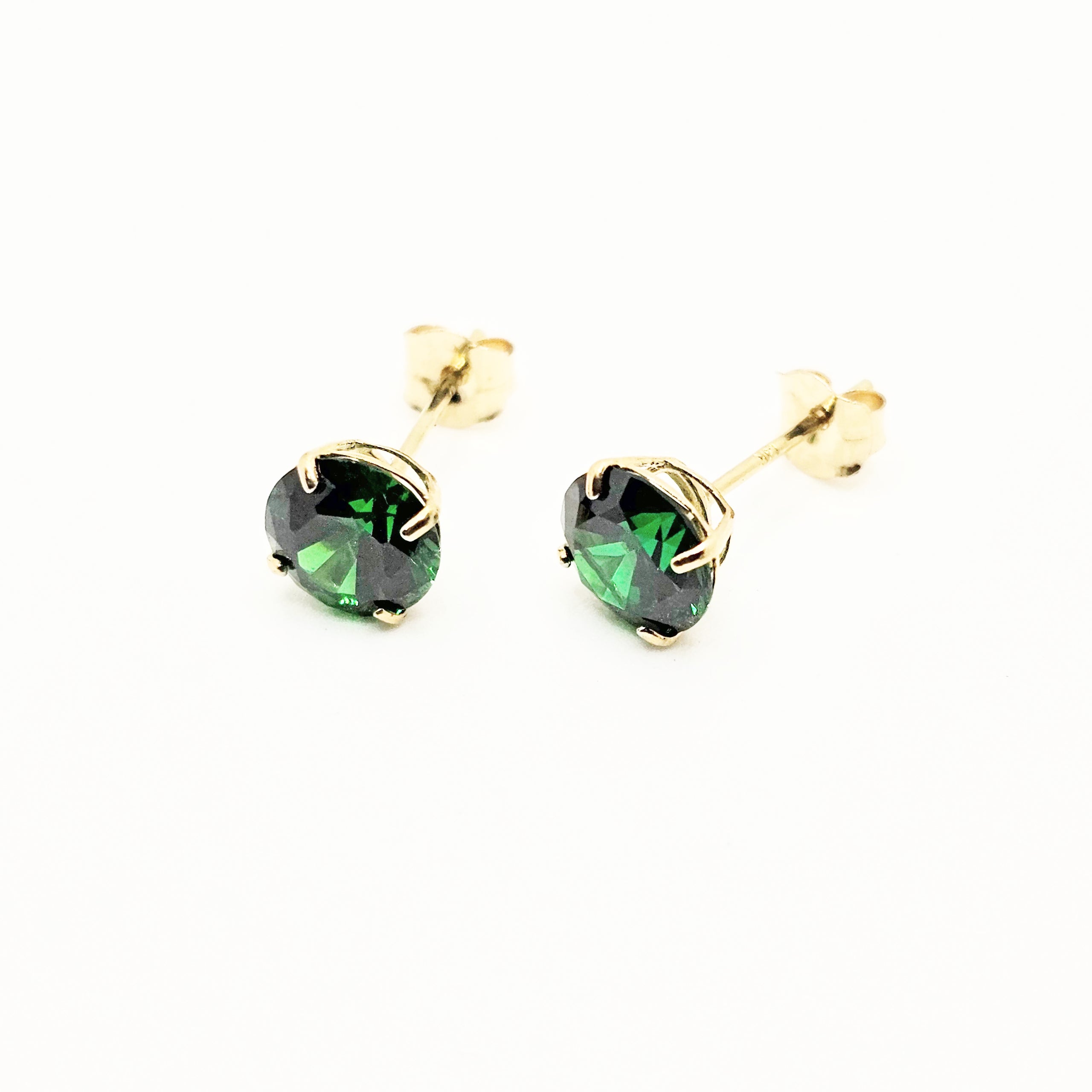 14k Gold Lab-Grown Emerald Stud Earrings