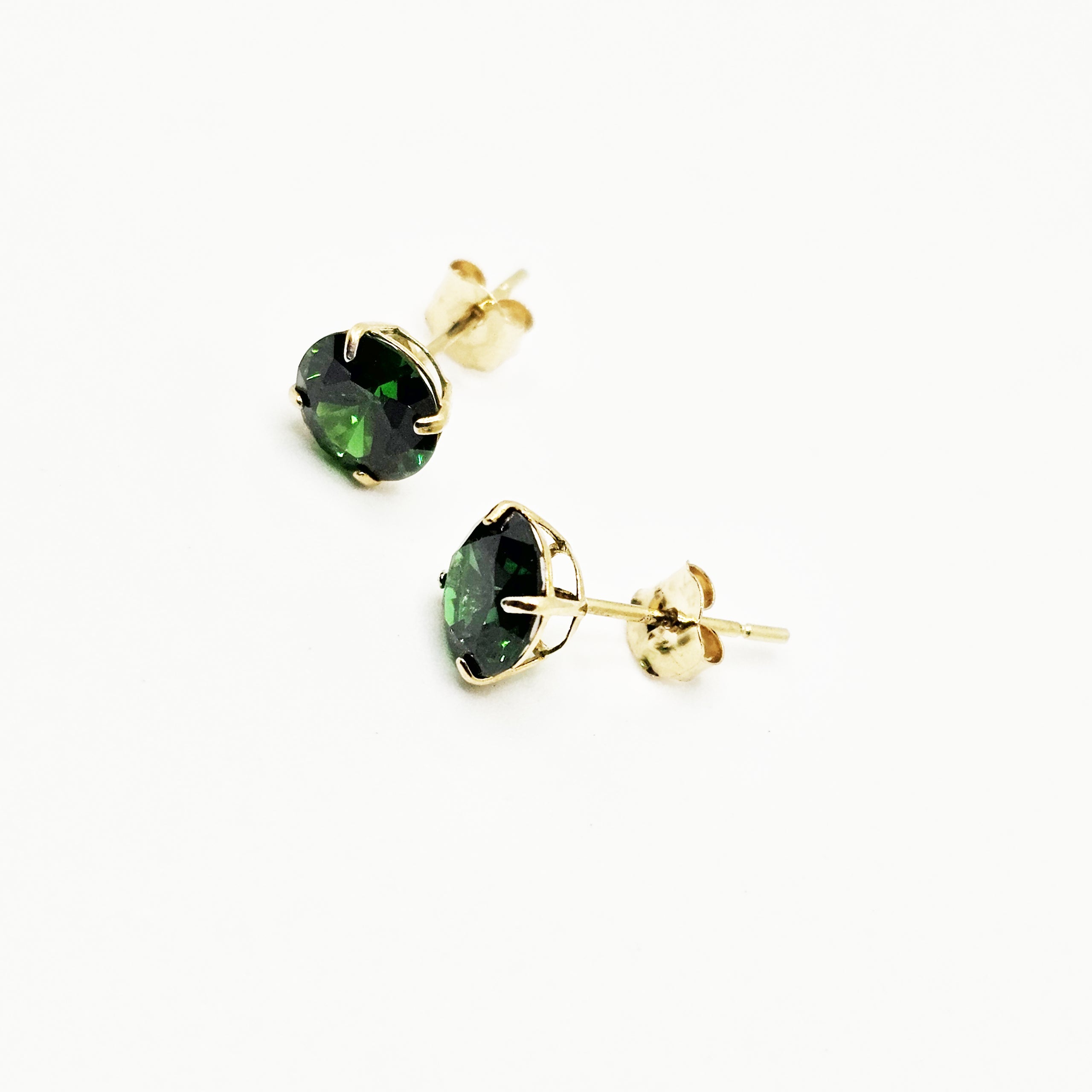 14k Gold Lab-Grown Emerald Stud Earrings