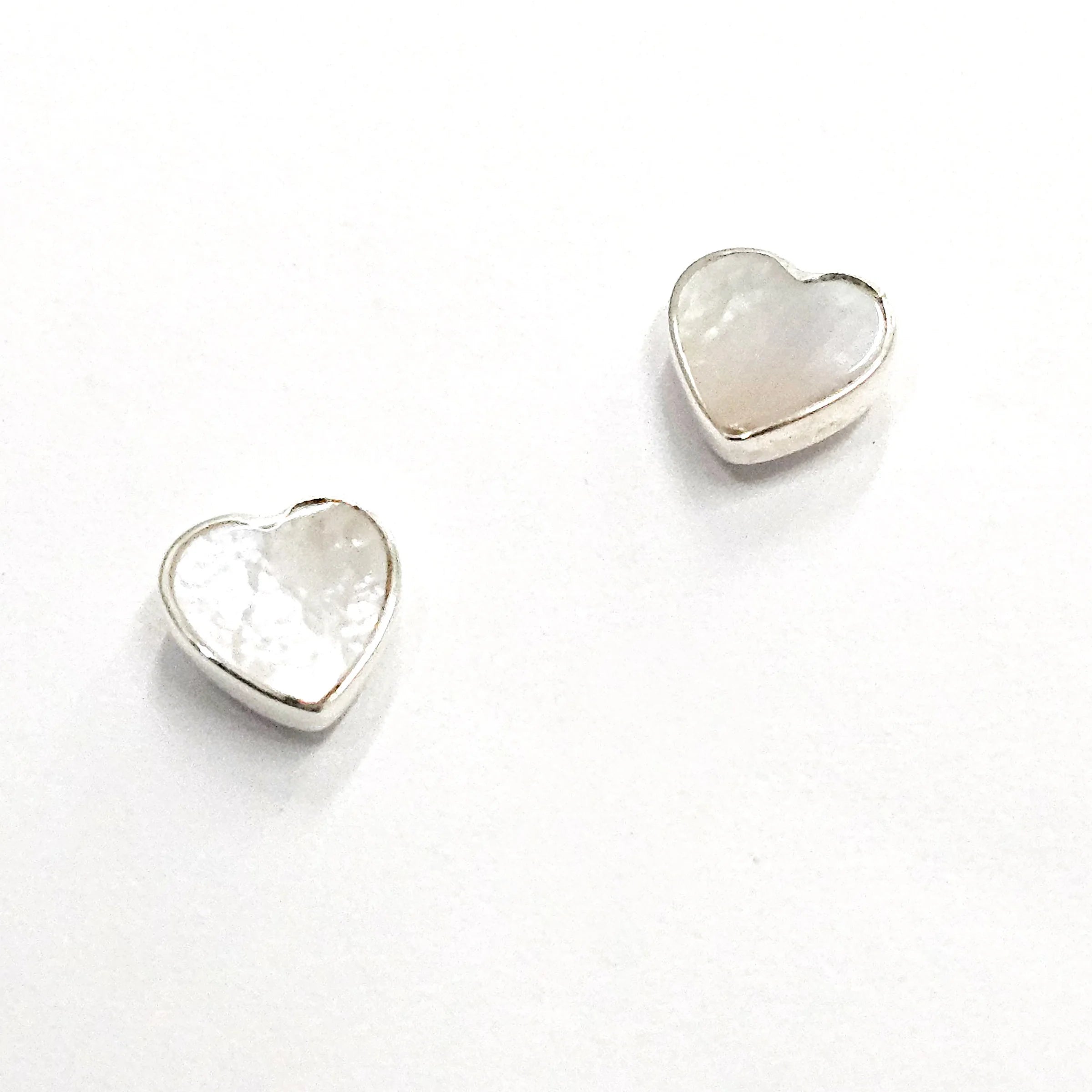 Silver Heart Shape Mother of Pearl Earrings