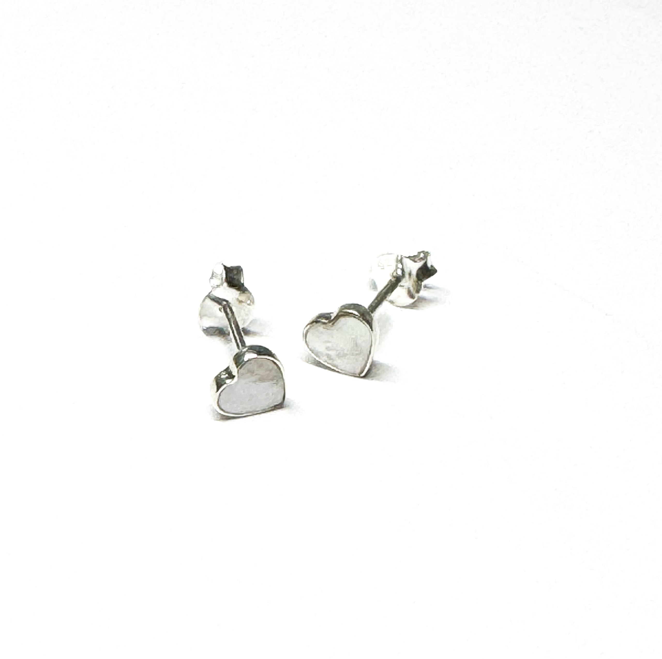 Silver Heart Shape Mother of Pearl Earrings