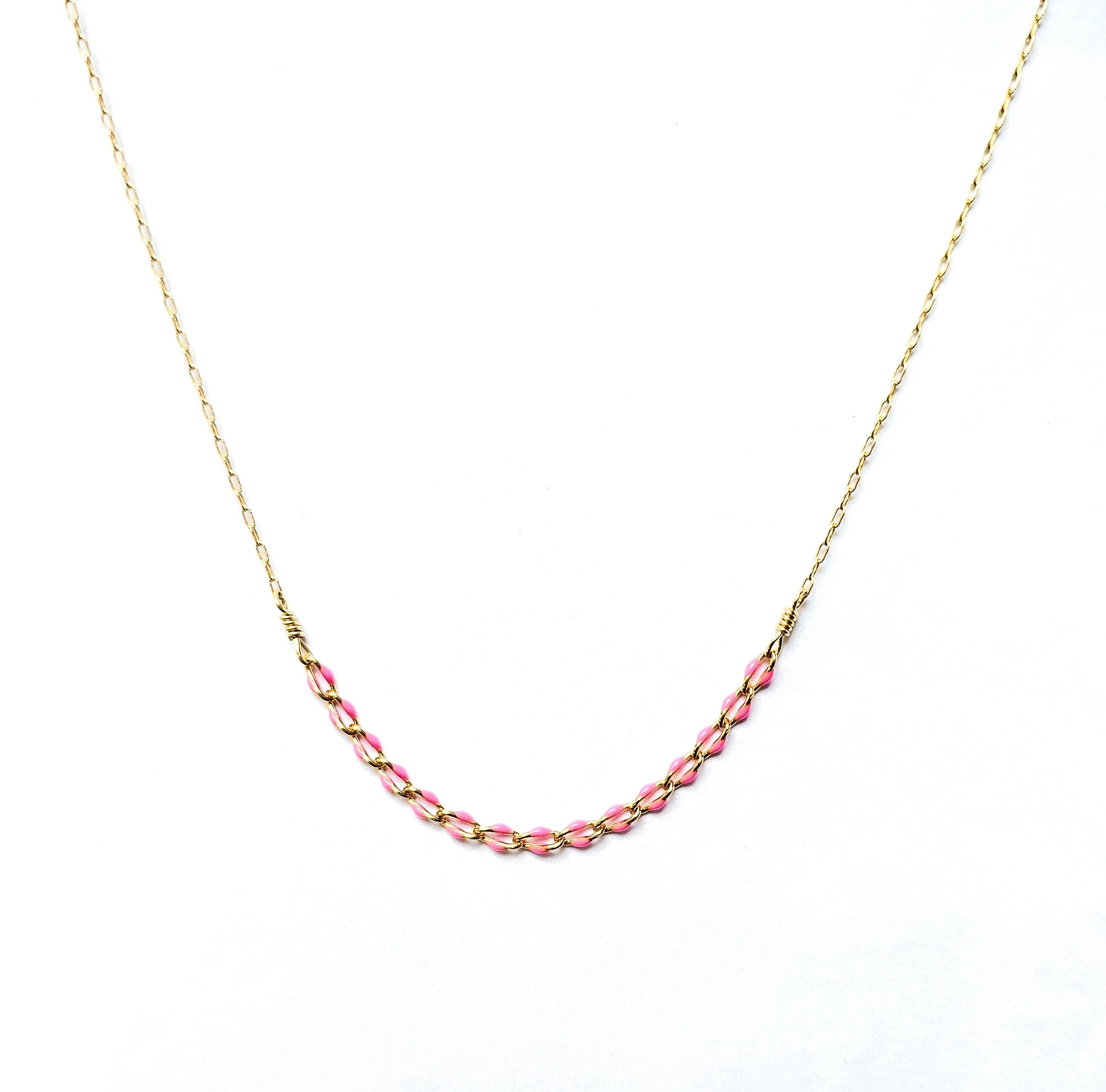 14K Gold Filled Pink Link Necklace